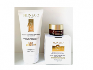Set de lujo SKIN&CO Contorno de Ojos y crema exfoliante facial