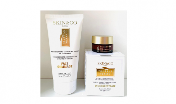 Set de lujo SKIN&CO Contorno de Ojos y crema exfoliante facial